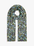 John Lewis Recycled Poly Floral Print Scarf, Green/Multi