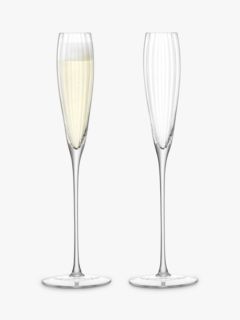 LSA International Aurelia Optic Grand Champagne Flute Glass, Set of 2, 165ml, Clear