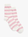 John Lewis Cashmere Blend Striped Ankle Socks, Light Pink/ivory