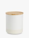 John Lewis Dipped Stoneware Kitchen Storage Jar with Bamboo Lid, 550ml, White