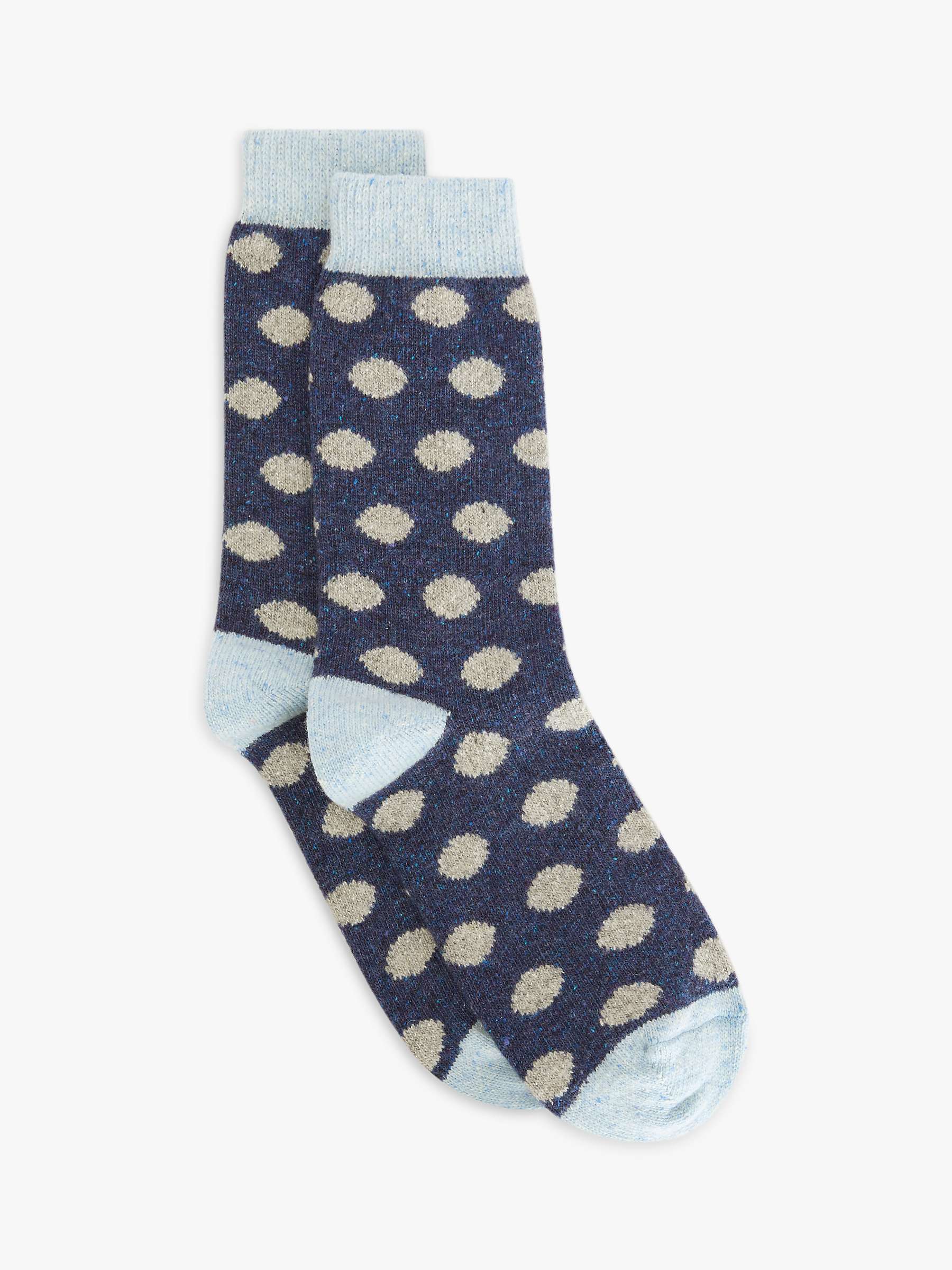 John Lewis Women's Wool Silk Blend Spotted Ankle Socks, Blue at John ...