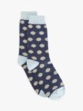 John Lewis Women's Wool Silk Blend Spotted Ankle Socks, Blue