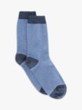 John Lewis Women's Wool Silk Blend Ankle Socks, Blue/Navy