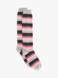 John Lewis Women's Wool Silk Blend Wellington Boots Knee High Striped Socks