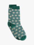 John Lewis Women's Wool Silk Blend Spotted Ankle Socks, Green/Grey