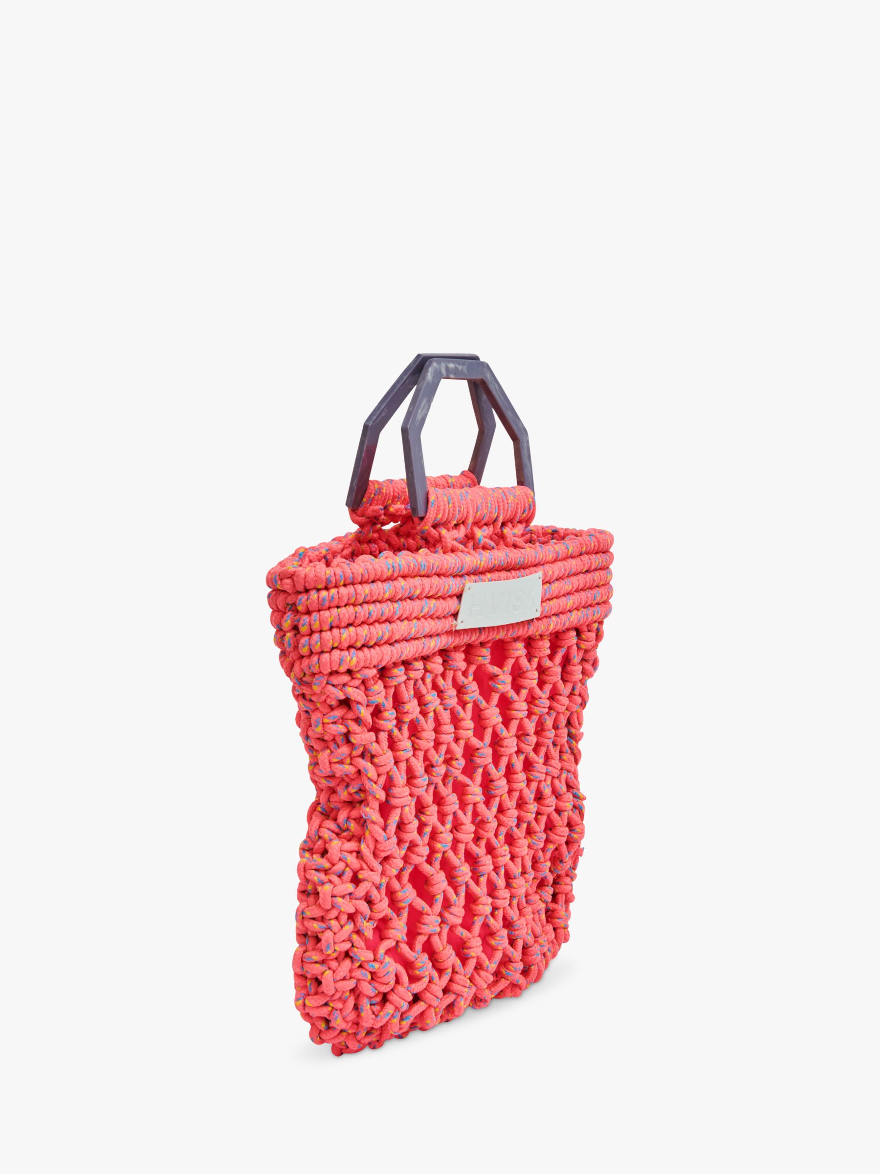 HVISK Merge String Macramé Grab Bag, Shocking Pink at John Lewis & Partners