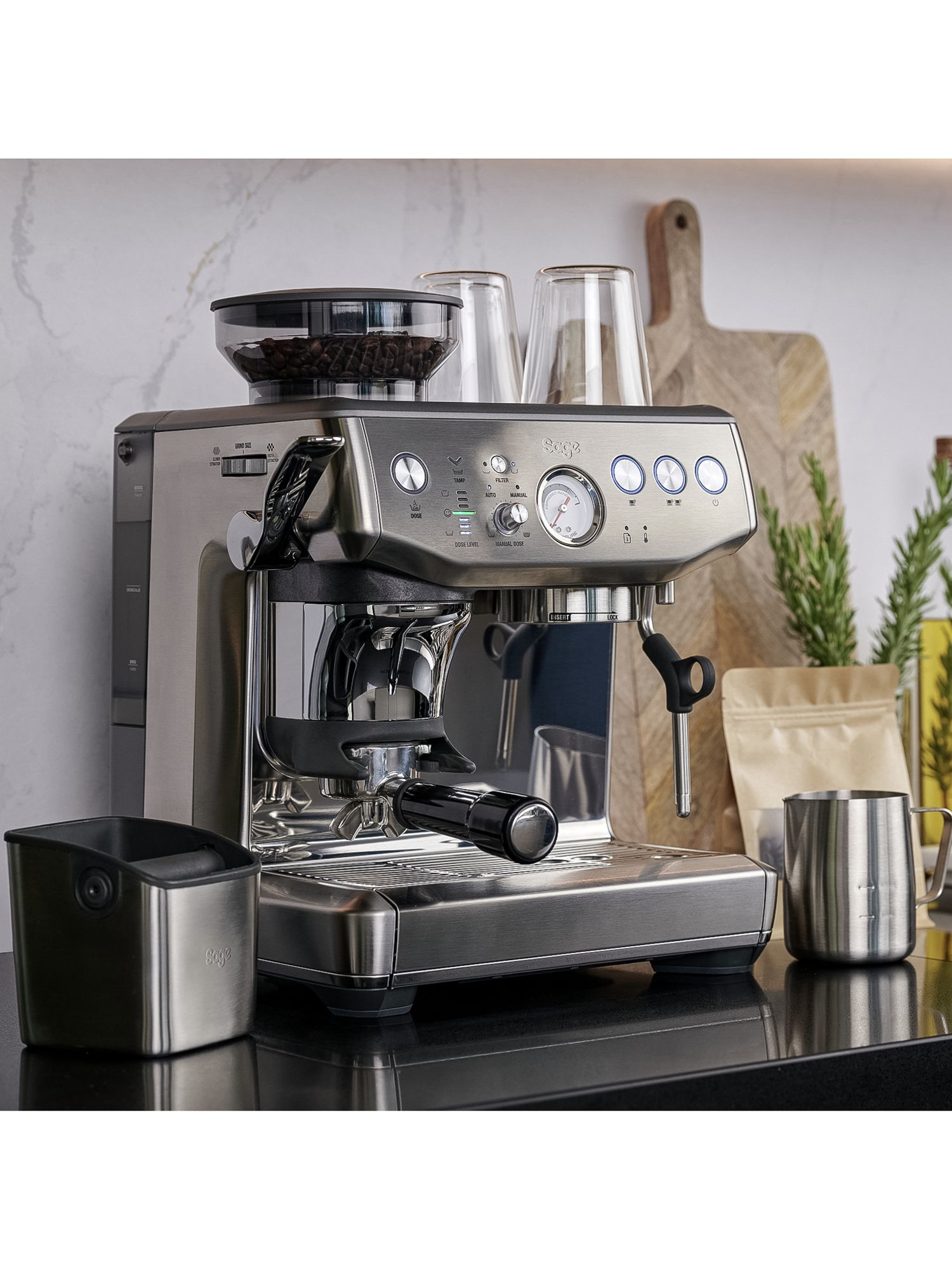 Sage the Barista Express™ Impress Coffee Machine, Stainless Steel