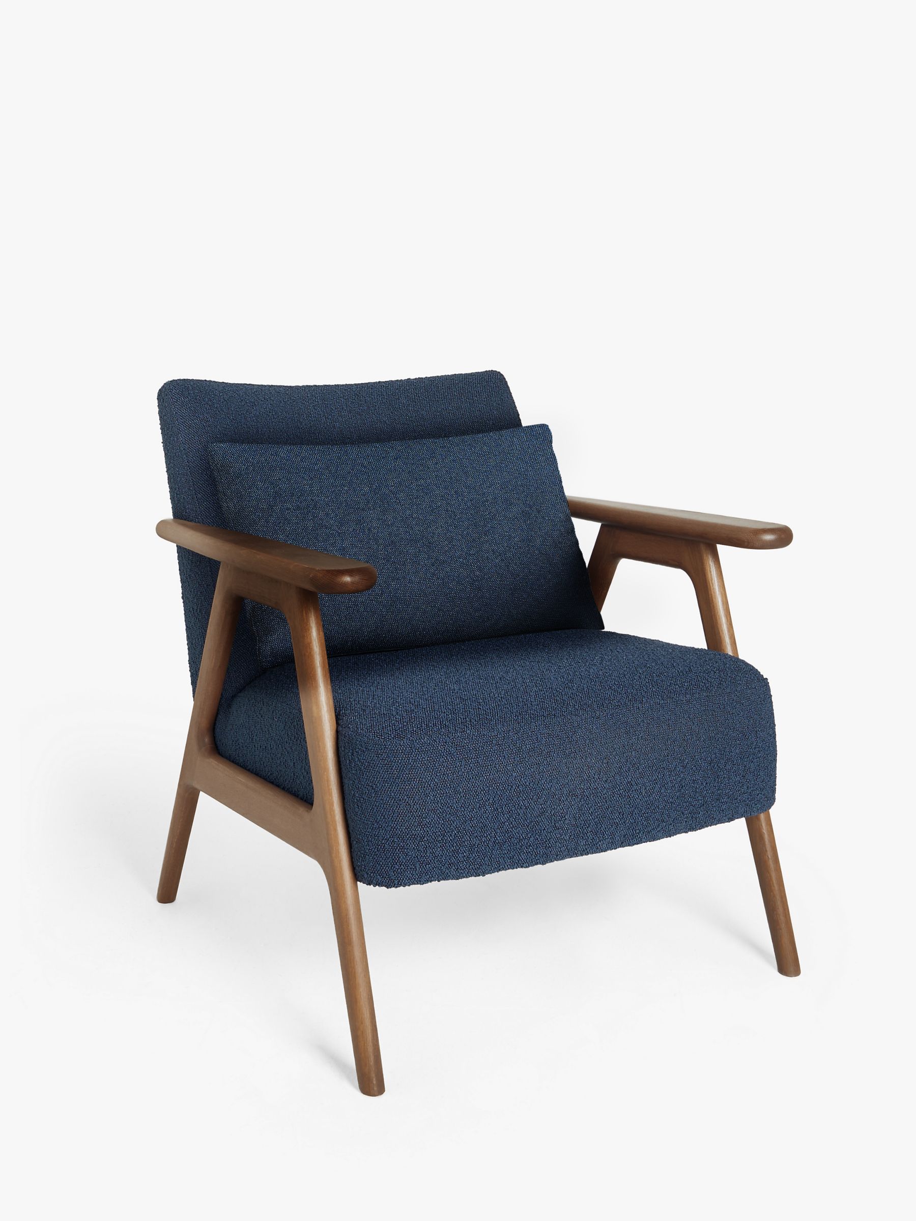 Hendricks Range, John Lewis Hendricks Accent Armchair, Dark Wood Frame, Dark Navy Boucle