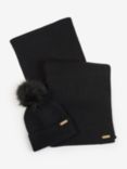 Barbour International Mallory Beanie Hat & Scarf Gift Set, Black