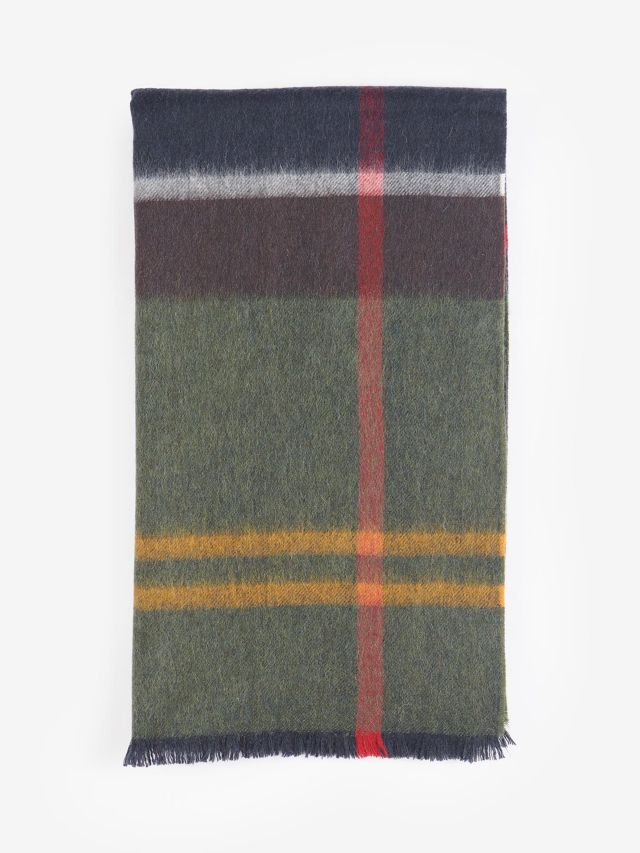 Barbour Rosefield Classic Tartan Wool Scarf, Green/Multi