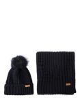 Barbour Saltburn Faux Fur Pom-Pom Beanie Hat & Scarf Gift Set