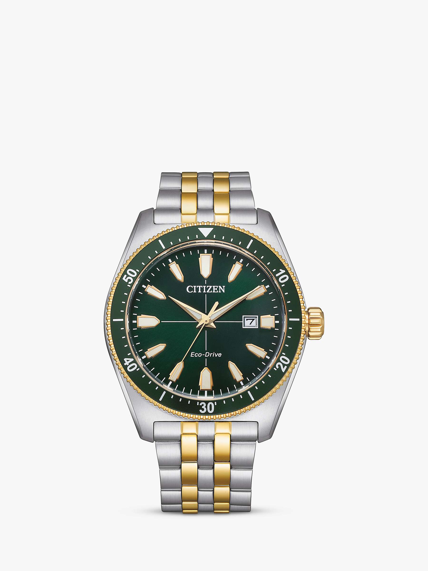 Buy Citizen AW1594-89X Men's Eco-Drive Date Bracelet Strap Watch, Multi/Green Online at johnlewis.com