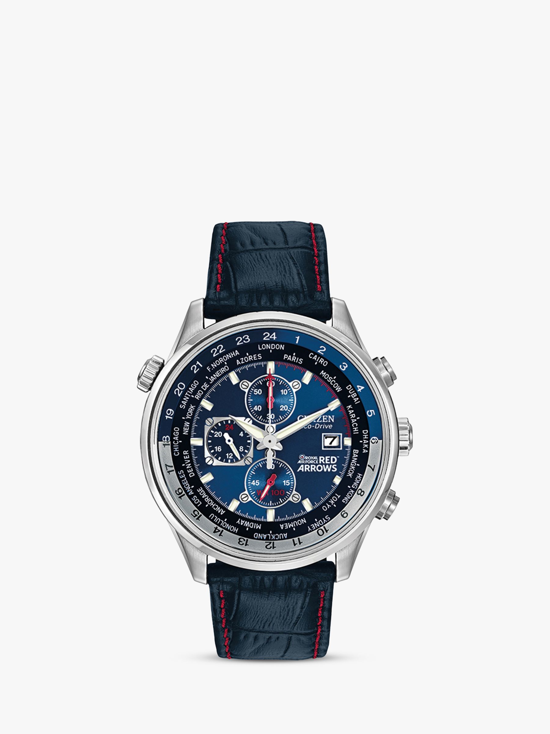 Buy Citizen CA0081-01L Men's Red Arrows Engineers Eco-Drive Leather Strap Watch, Blue Online at johnlewis.com