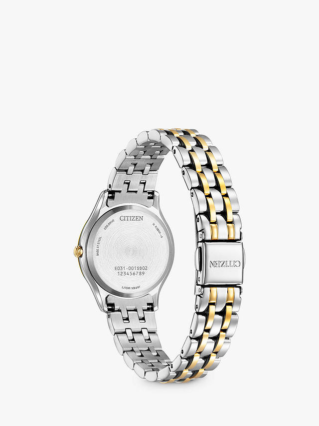 Citizen Silhouette Women's Eco-Drive Diamond Bracelet Strap Watch, Silver/Gold Em1014-50a 