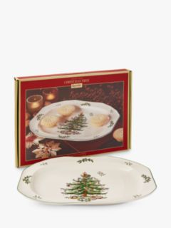 Spode Christmas Tree Stoneware Serving Plate, 35cm, White/Green