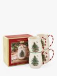 Spode Christmas Tree Candy Cane Stoneware Mug, Set of 4, 240ml, Green/Multi