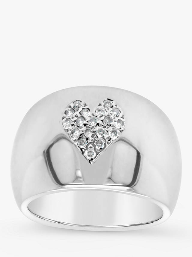 Milton & Humble Jewellery Second Hand 18ct White Gold 18 Stone Diamond Heart Cocktail Ring