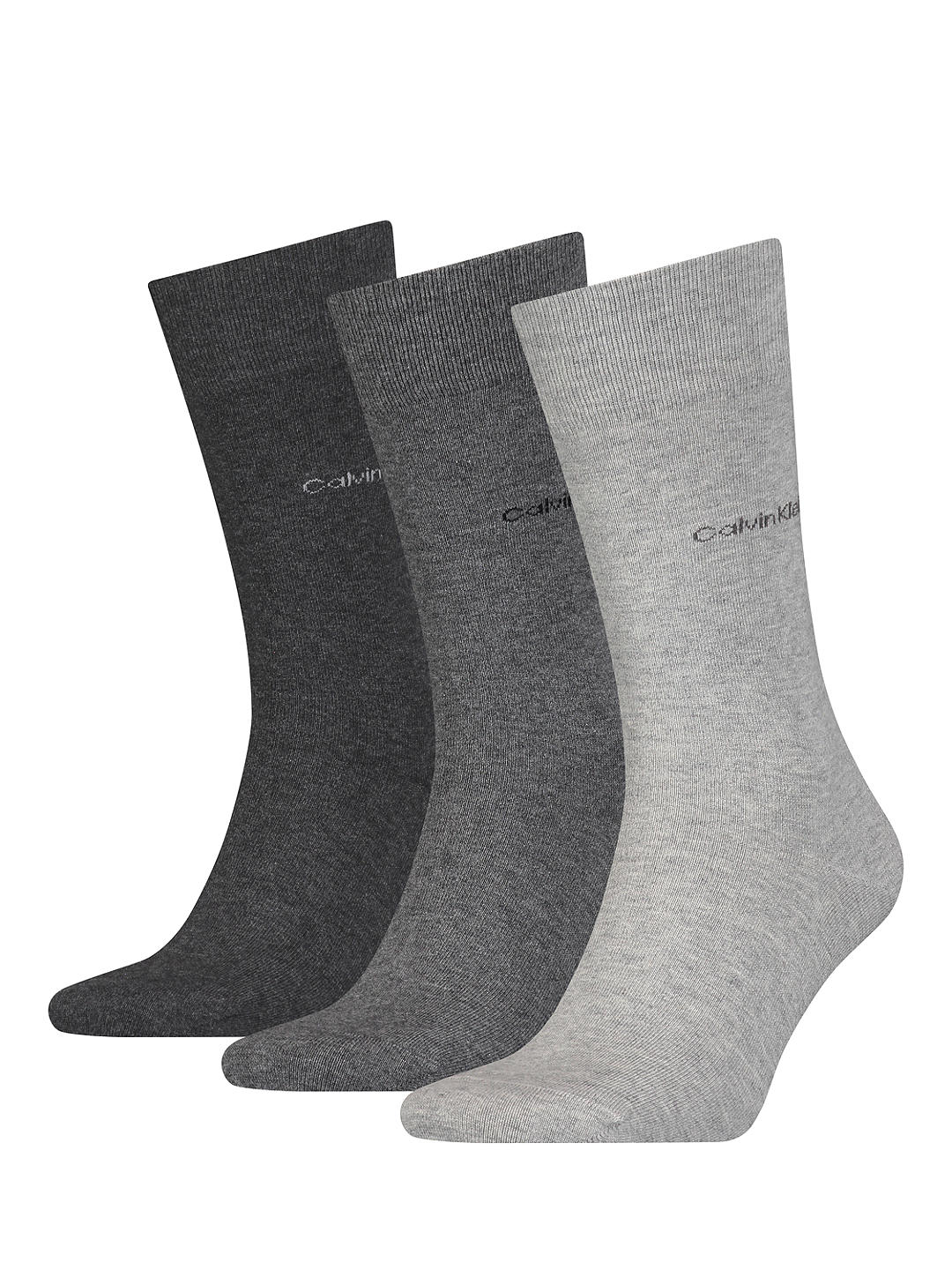 Calvin Klein Crew Socks, One Size, Pack of 3, Grey Multi at John Lewis ...