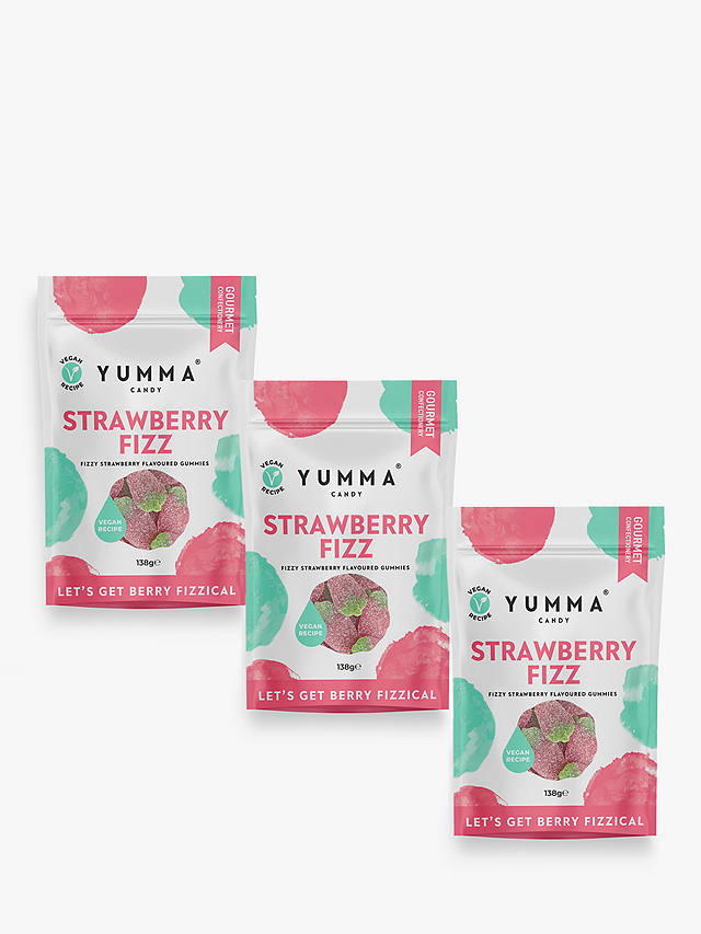 Yumma Candy Strawberry Fizz Vegan Gummies, 3x 138g
