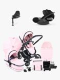 iCandy Peach 7 Pushchair & Accessories with Cybex Cloud T Baby Car Seat and Base T Bundle, Blush/Deep Black