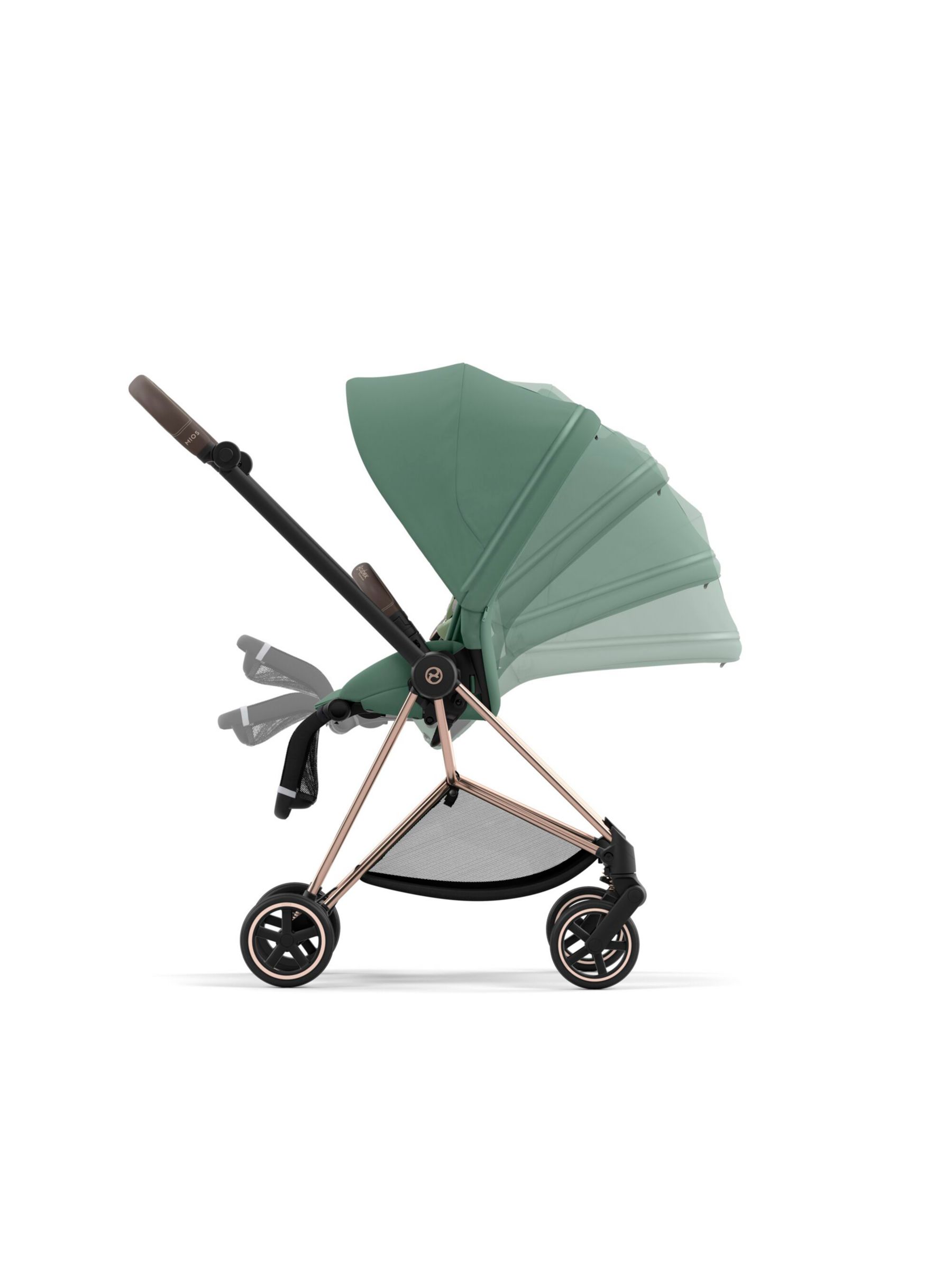 Cybex Mios Pushchair Chassis & Seat Pack Bundle, Rose Gold/ Leaf Green