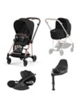 Cybex Mios Pushchair, Carrycot & Cloud T i-Size Car Seat with Base T Bundle, Rose Gold/ Black