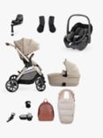 Silver Cross Reef Pushchair, Carrycot & Accessories with Maxi-Cosi Pebble 360 i-Size Car Seat and FamilyFix 360 Base Bundle, Stone/Black