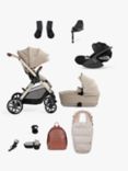 Silver Cross Reef Pushchair, Carrycot & Accessories with Cybex Cloud T i-Size Car Seat and Base T Bundle, Stone/Black