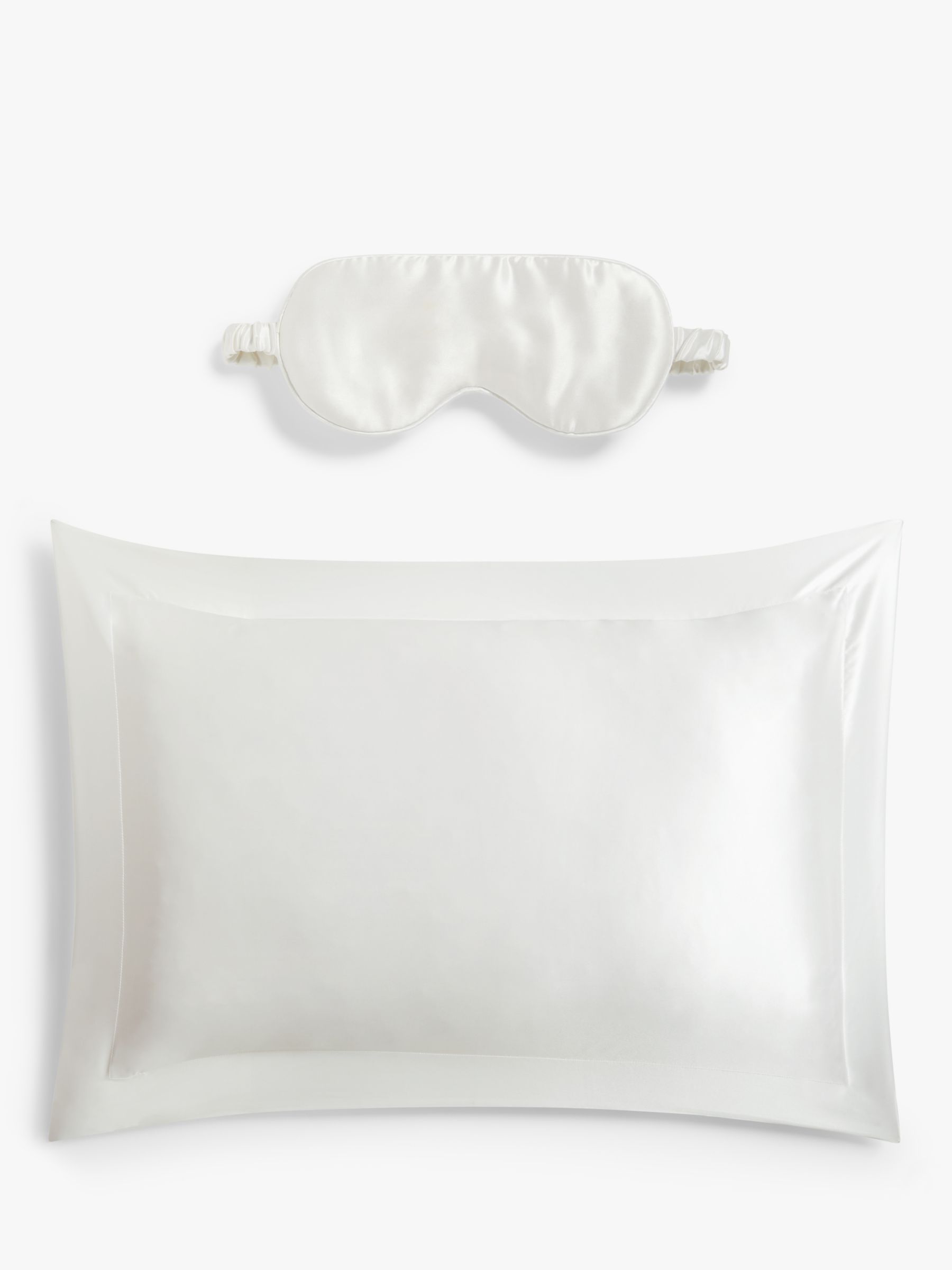 John Lewis Organic Mulberry Eye Mask and Silk Oxford Pillowcase, White