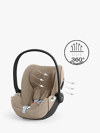 Silver Cross Reef Pushchair, Carrycot & Accessories with Cybex Cloud T i-Size Car Seat and Base T Bundle, Stone/Black, Stone/Beige