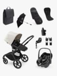 Bugaboo Fox 5 Pushchair & Accessories with Maxi-Cosi Pebble 360 i-Size Baby Car Seat and FamilyFix 360 ISOFIX Base Bundle, Misty White/ Essential Black