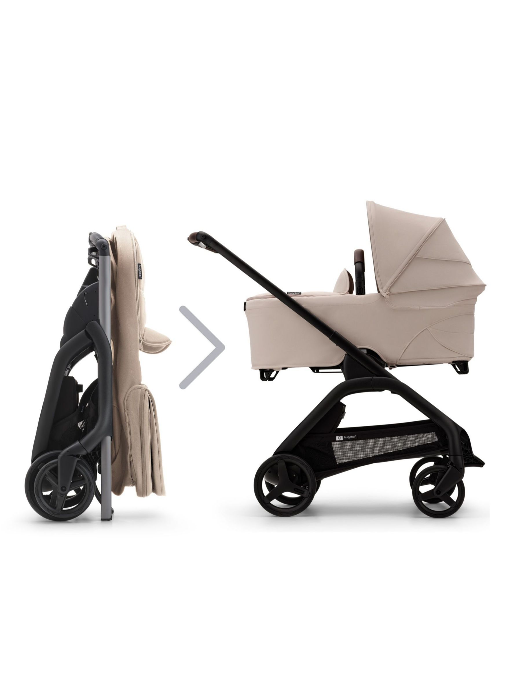 Bugaboo Dragonfly Pushchair & Carrycot, Turtle Air by Nuna Car Seat with Base & Accessories Ultimate Bundle, Desert Taupe/Black