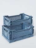 John Lewis Folding Crate Medium, Set of 2, Blue