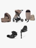 Silver Cross Reef 2 Pushchair, Carrycot & Accessories with Cybex Cloud T Car Seat and Base T Bundle, Mocha/Black