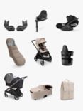 Bugaboo Dragonfly Pushchair, Carrycot & Accessories with Cybex Cloud T i-Size Rotating Car Seat & Base Bundle, Desert Taupe