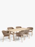 John Lewis Burford 6-Seater Rectangular Garden Dining Table & Woven Dining Chairs Set, FSC-Certified (Acacia Wood), Natural