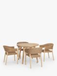 John Lewis Burford 4-Seater Round Garden Dining Table & Woven Dining Chairs Set, FSC-Certified (Acacia Wood), Natural