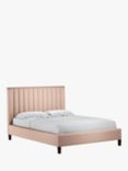 John Lewis Fluted Upholstered Bed Frame, King Size, Cotton Effect Pink