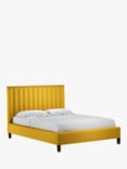 John Lewis Fluted Upholstered Bed Frame, King Size, Brushed Tweed Mustard