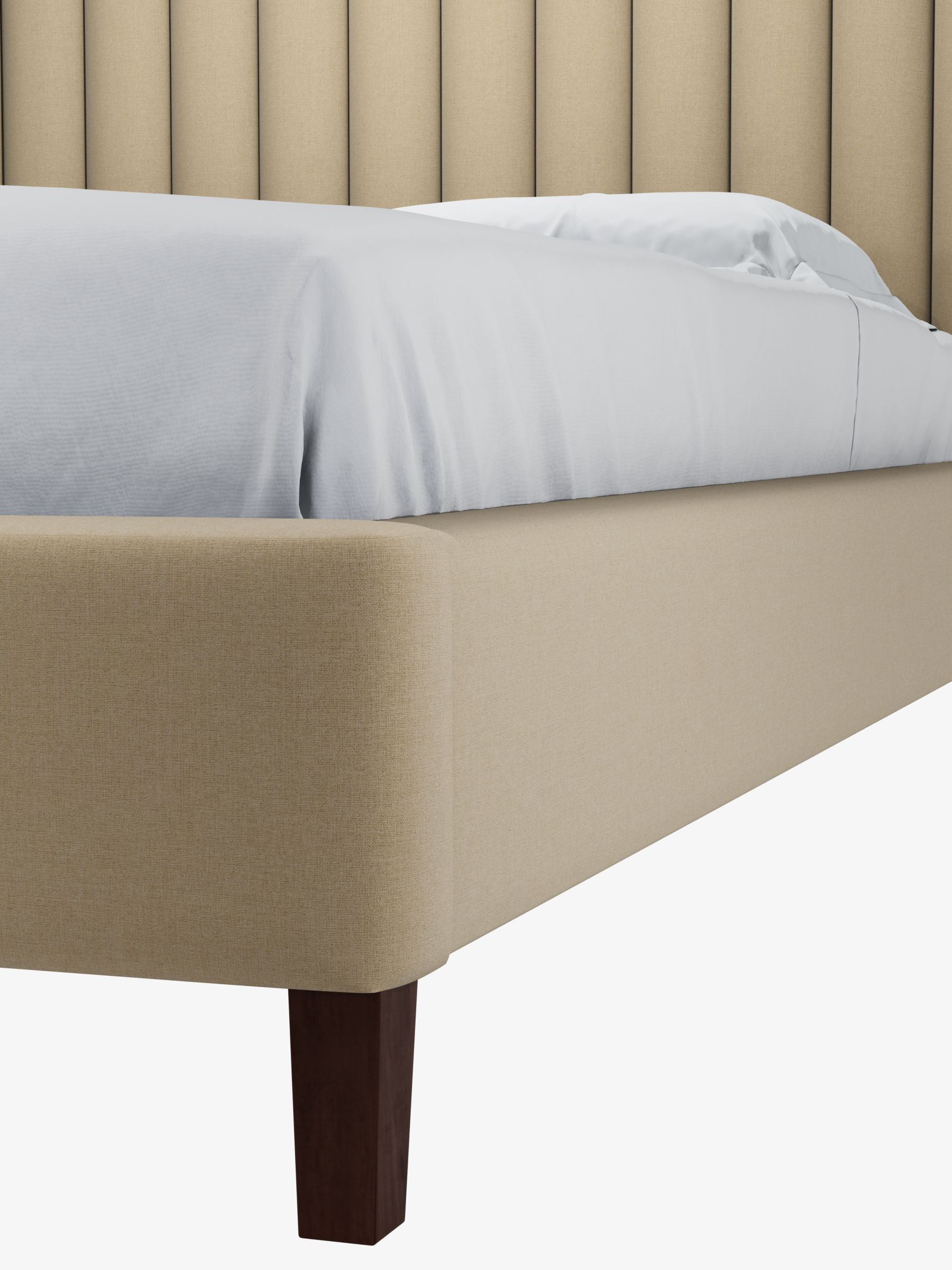 Beige upholstered deals platform bed king