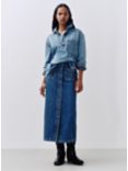 AND/OR Lucia Button Denim Skirt, Blue