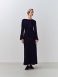 John Lewis ANYDAY Bias Cut Slinky Satin Maxi Dress, Navy