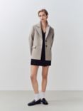 John Lewis ANYDAY Herringbone Blazer Coat, Natural