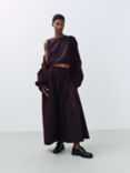 John Lewis Wrap Double Front Coat, Burgundy