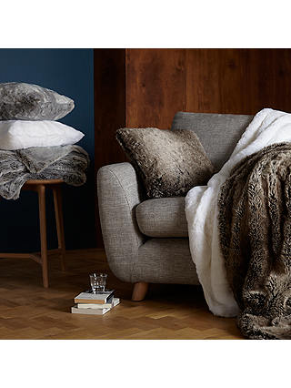 John Lewis & Partners Soft Faux Fur Large Cushion, Grey