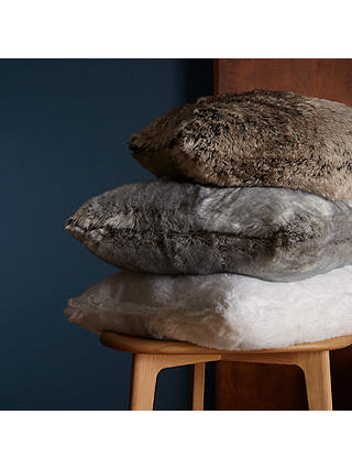 John Lewis & Partners Soft Faux Fur Large Cushion, Grey