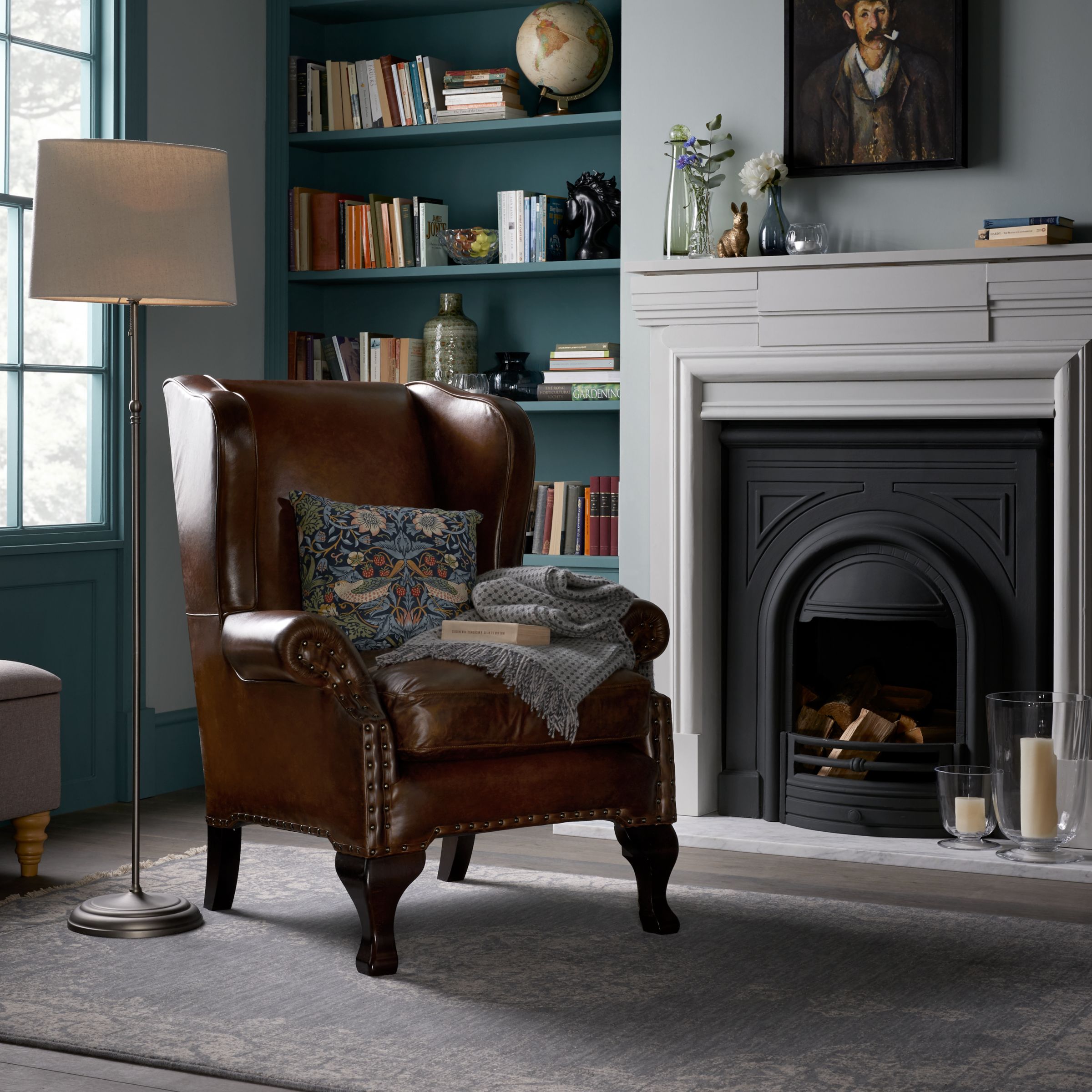 John Lewis & Partners Compton Leather Wing Armchair, Hand Antique at John Lewis & Partners