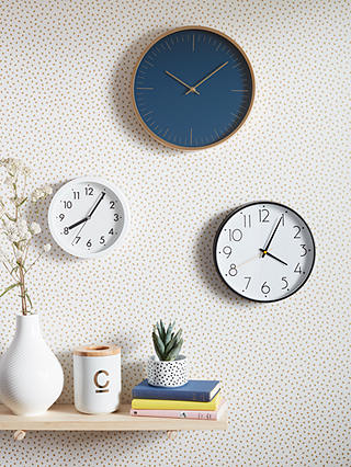 John Lewis & Partners Wall Clock, Navy/Brass, 30cm