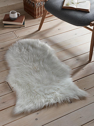 Faux Fur Sheepskin Rug, White Furry Area Rug