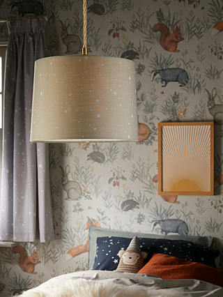 little home at John Lewis Stardust Pencil Pleat Blackout Children's Curtains, Grey, W117 x Drop 137cm